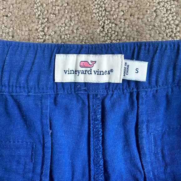 Vineyard Vines Embroidered Blue Pull On Shorts 3.5 inch linen draw string shorts - Picture 5 of 9